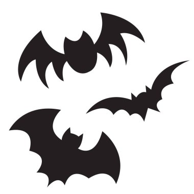 Halloween black bat icon set, Bats Silhouettes, Halloween symbol, on white background.