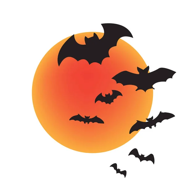 Vector Witch Moon Bat Icon Sign Symbol White Background Flat — Stock vektor
