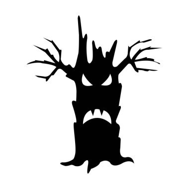 Halloween icon isolated on a white background. vector art, Emotional tree black.