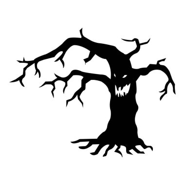 Halloween icon isolated on a white background. vector art, Emotional tree black.