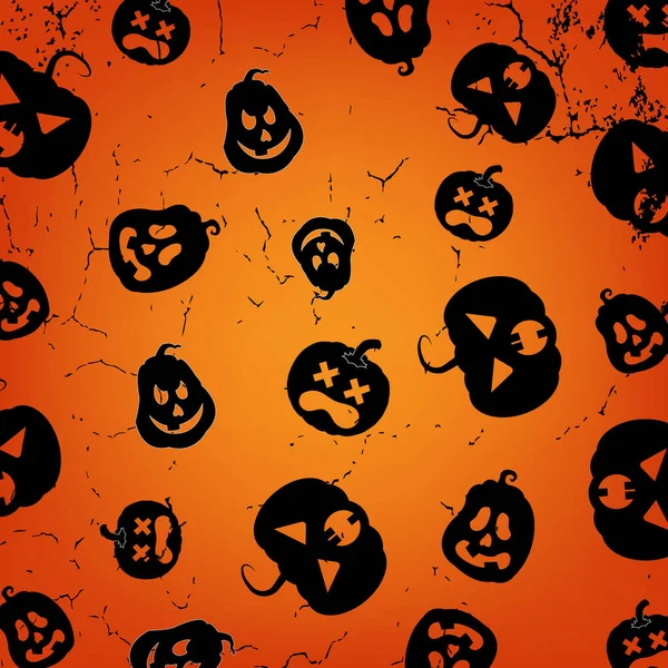 Seamless Vector Pattern Pumpkins Halloween Illustration Scary Vampire Bat Shadow — Wektor stockowy
