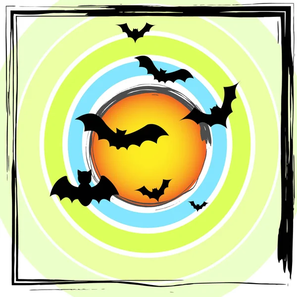 Vector Witch Moon Bat Icon Sign Symbol White Background Flat — 스톡 벡터