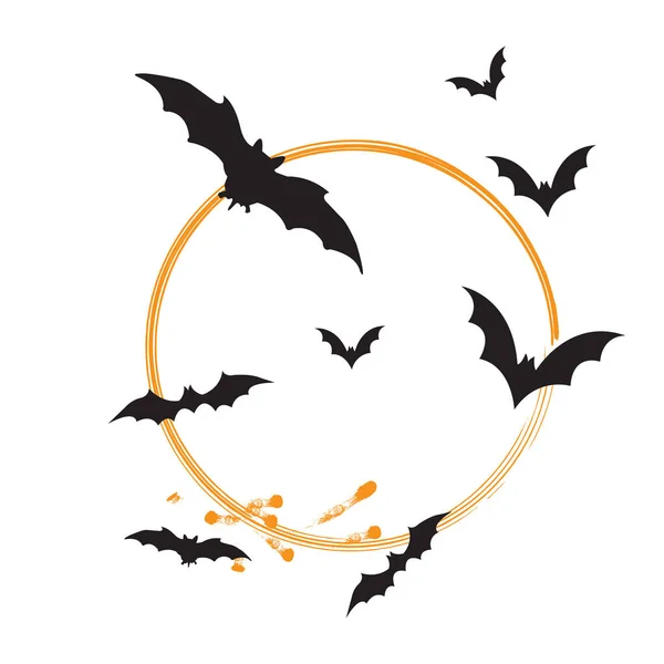 Vector Witch Moon Bat Icon Sign Symbol White Background Flat — Stock vektor