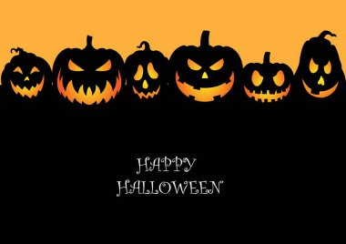 Cadılar Bayramı Tekinsiz Gece Sahnesi Yatay Arkaplan, Kabak ve yarasalı turuncu Cadılar Bayramı bayrağı.