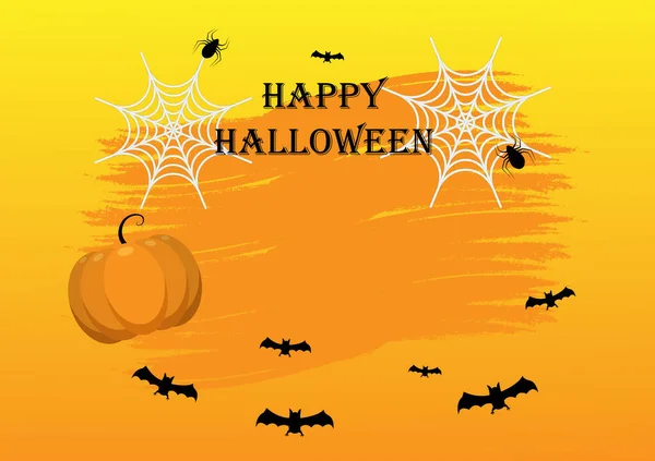 Halloween Gruselige Nachtszene Horizontaler Hintergrund Orangefarbenes Halloween Banner Mit Kürbis — Stockvektor
