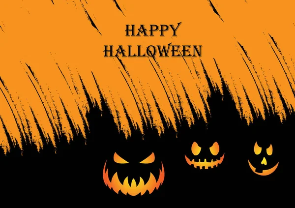 Halloween Spettrale Scena Notturna Sfondo Orizzontale Bandiera Arancione Halloween Con — Vettoriale Stock