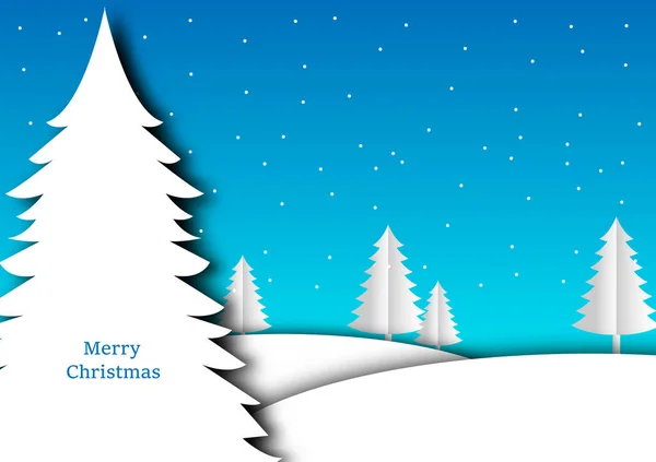 Resumo Fundo Azul Branco Feliz Natal Feliz Ano Novo Árvore — Vetor de Stock