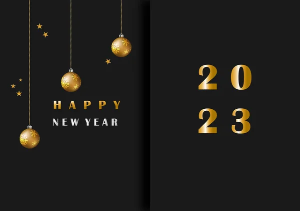 Happy New Year 2023 Celebration Poster Design Element Dark Background — Stock Vector