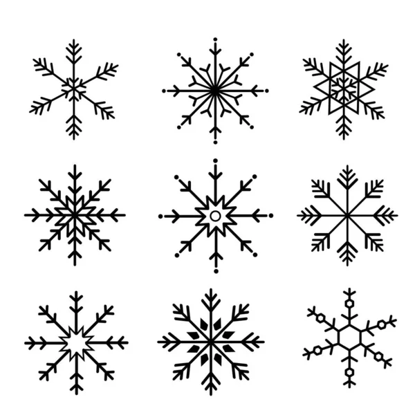 Noel ikonları kar tanesi seti. Vektör çizimleri. Noel tatili.