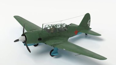 3d Illustration. Su-2 Sovyet bombardıman uçağı.