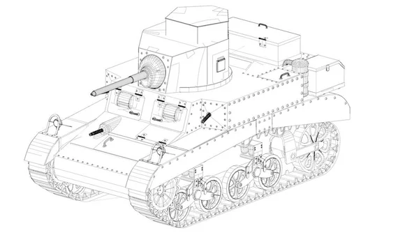 Ilustración Tanque Ligero Americano Del Período Segunda Guerra Mundial —  Fotos de Stock