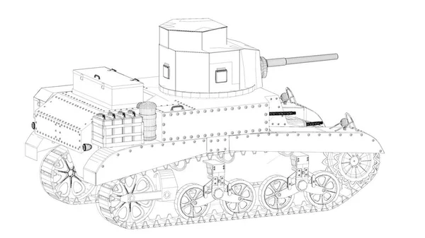 3D例证 第二次世界大战时期的轻型M3美国坦克 — 图库照片