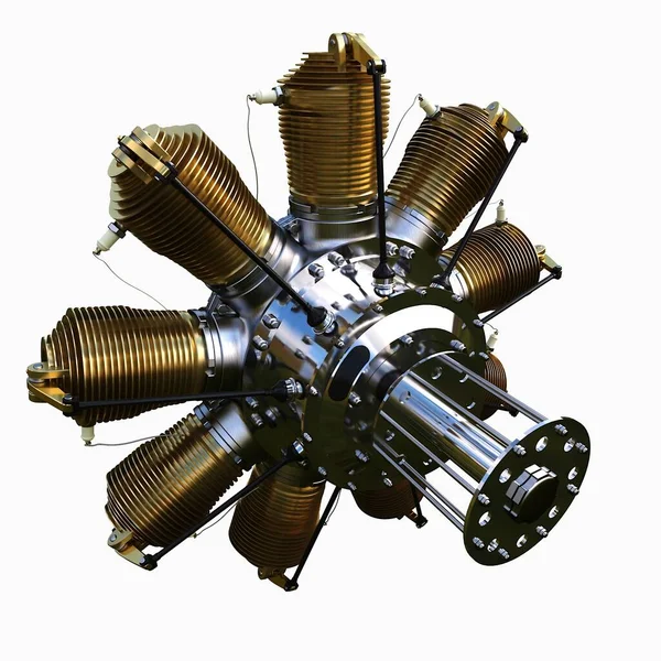 Illusztráció Repülőgép Rotary Engine Nagy Háború Idejéből — Stock Fotó