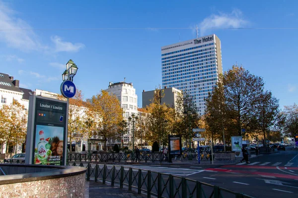 Bruxelas Bélgica Novembro 2021 Vista Bruxelas Partir Rotunda Avenue Louise — Fotografia de Stock