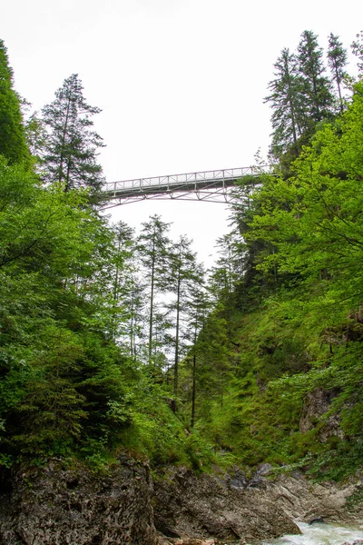 Schwangau Germany July 2021 Neuschwanstein Castle Bridge Ideal Bridge Take — Stock Photo, Image