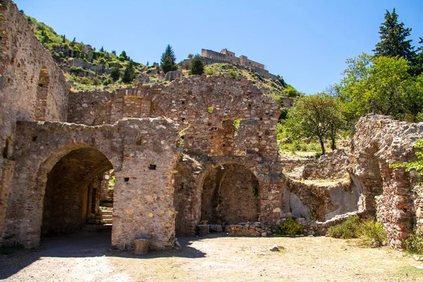 Mistra, Greece, July 20, 2022. The city of Mistra or Mystras is an ancient city in the Peloponnese which is now in ruins