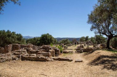 Sparta, Greece, July 20, 2022. Ruins of the old city of Sparta Sparta is an ancient Greek city in the Peloponnese,