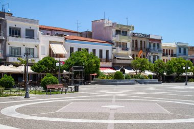 Sparta, Greece, July 20, 2022.The center of Sparta with the City Hall.