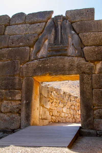 Mycenae Grecia Julio 2022 Puerta Leona Puerta Los Leones Entrada —  Fotos de Stock