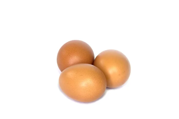 Drei Eier Auf Weißem Isolierten Hintergrund — Stockfoto
