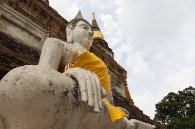 Ayutthaya, Tayland 'daki Wat Yai Chai Mongkon' da Buda heykeli.