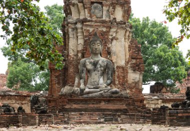 Wat Mahathat, Ayutthaya, Tayland 'da antik Buda heykeli.