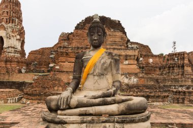 Wat Mahathat, Ayutthaya, Tayland 'da antik Buda heykeli.