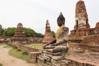 Wat Mahathat, Ayutthaya, Tayland 'da antik Buda heykeli.