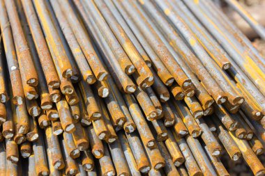 Çelik barlar yakın-up arka plan yapımında kullanılan çelik çubuklar.