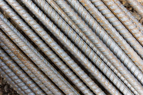 Çelik barlar yakın-up arka plan yapımında kullanılan çelik çubuklar.