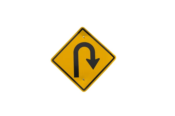 Turn Back Road Sign White Background — Stock Photo, Image