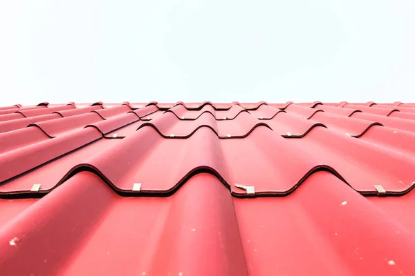 View Red Roof Tiles White Background — 스톡 사진