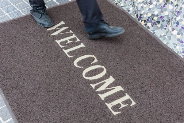 Close New Doormat Welcome Text — Stock Photo, Image