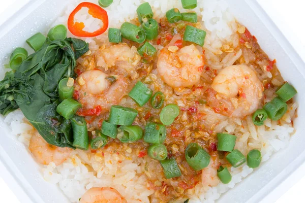 Nasi Dengan Basil Shrimp Thailand Gaya Makanan — Stok Foto