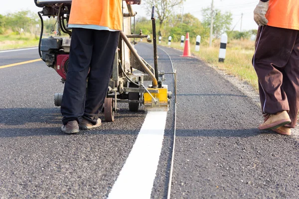 Machine Eject Worker Road Traffic Sign Painting — Stock Photo, Image