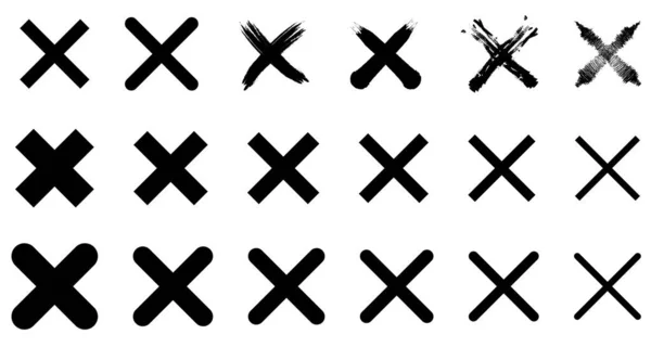 黒い十字Xベクトルのアイコンのセット — ストックベクタ