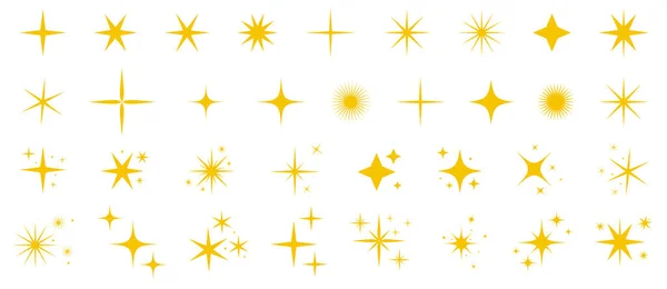 Set Destellos Amarillo Estrella Dorada — Vector de stock