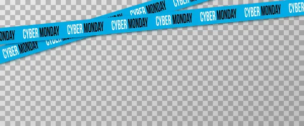 Blaue Bänder Für Den Cyber Monday Verkauf Gekreuzte Bänder Isoliert — Stockvektor