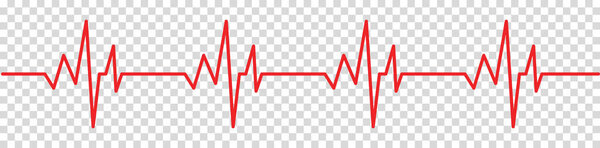 Шаблон вектора импульсной линии. Пульс сердца, одна линия, кардиограмма, сердцебиение. Векторная иллюстрация на прозрачном фоне