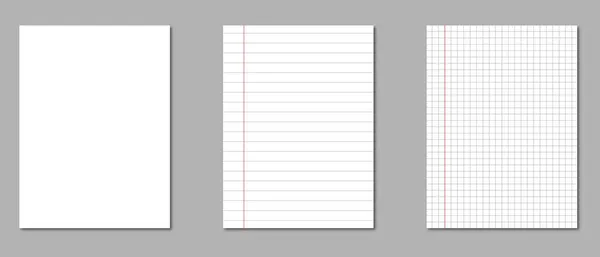 Set Cuadernos Realistas Forrados Cuadrícula Blanco Papeles Cuaderno Para Tareas — Vector de stock