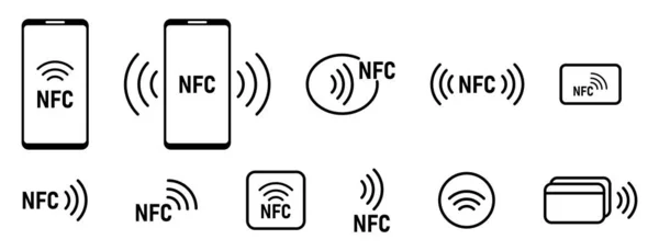 NFC simgesi seti. Kablosuz ödeme teknolojisi sembolleri. Vektör EPS 10