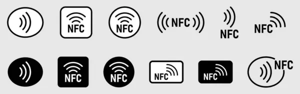 NFC kablosuz ödeme teknolojisi simgelerini ayarla. Vektör EPS 10