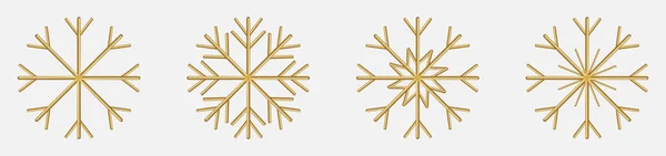 Icônes Flocon Neige Doré Nouvel Élément Décoration Noël Ornement Vacances — Image vectorielle