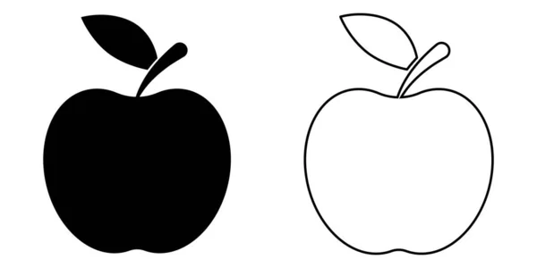 Apple Icon Set Flat Line Art Style Symbol Your Website — Stock Vector