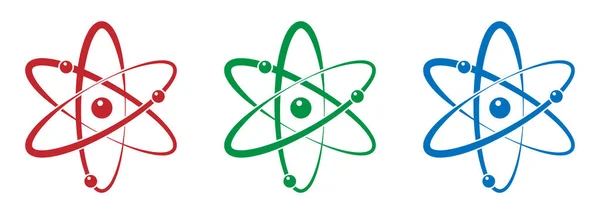 Icono Átomo Diseño Plano Establecer Símbolo Molécula Símbolo Átomo Diferentes — Vector de stock