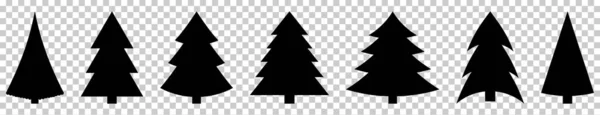 Εικόνες Χριστουγεννιάτικου Δέντρου Μαύρο Σχέδιο Σιλουέτας Εικονογράφηση Διανύσματος Απομονωμένη Διαφανές — Διανυσματικό Αρχείο