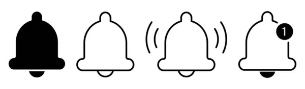 Ikona Oznamovacího Zvonku Nastavena Symbol Alarm Příchozí Doručená Zpráva Prvek — Stockový vektor