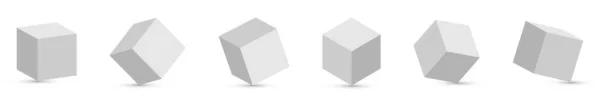 Ensemble Icônes Cube Avec Perspective Modèle Cube Avec Ombre Illustration — Image vectorielle