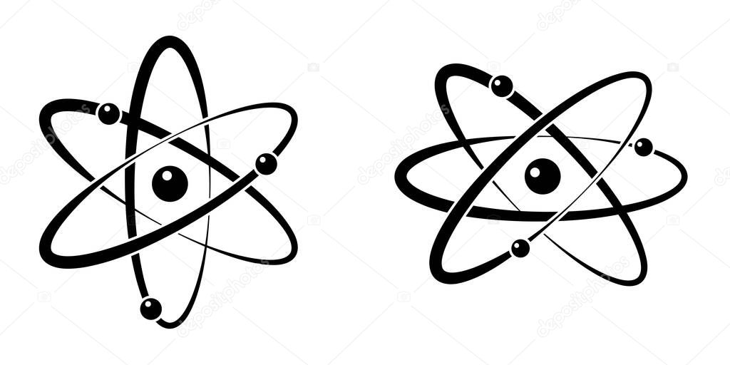 Atom elements and symbols set. Science concept. Vector illustration isolated on white background