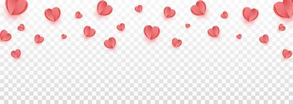 Flying Red Hearts Transparent Background — Stock vektor